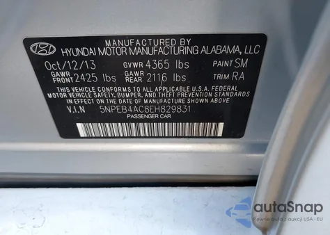 2014 Hyundai Sonata Gls из США, поврежденный, VIN 5NPEB4AC8EH829831